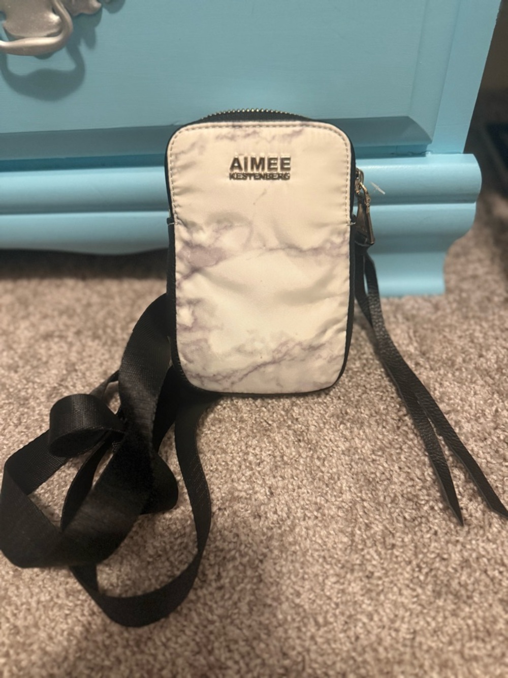 NWOT Aimee Kestenberg Marble-Print Phone Crossbody in White and Black